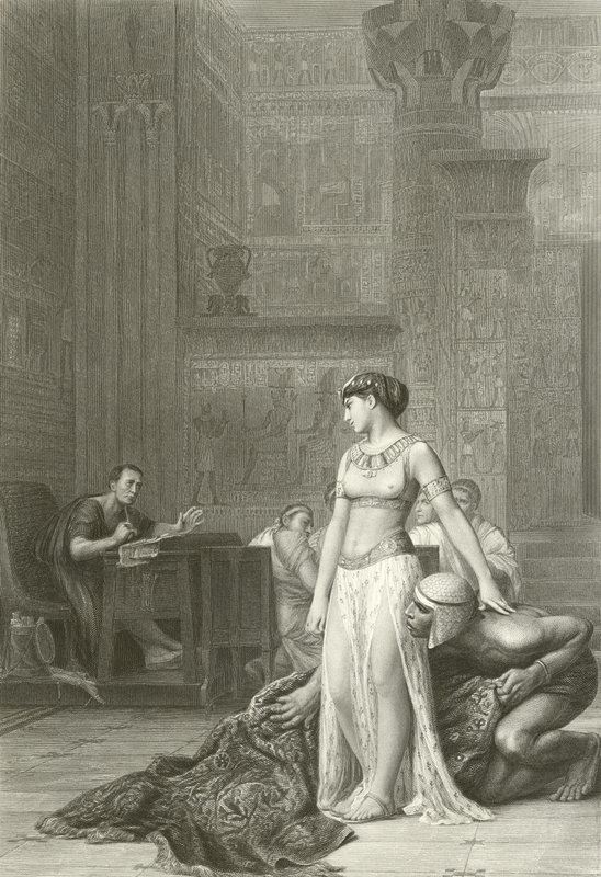 Cleopatra og Cæsar (gravering) af Jean Leon (after) Gerome