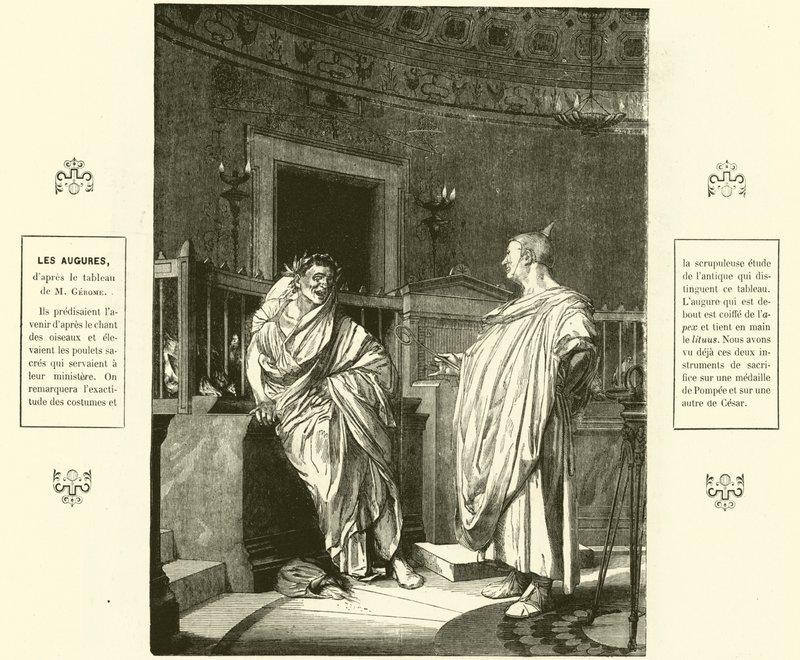 Two Augurs, præster i det antikke Rom (gravering) af Jean Leon (after) Gerome