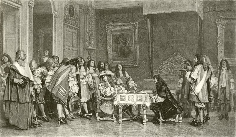 Moliere til morgenmad med Louis XIV (dybtryk) af Jean Leon Gerome