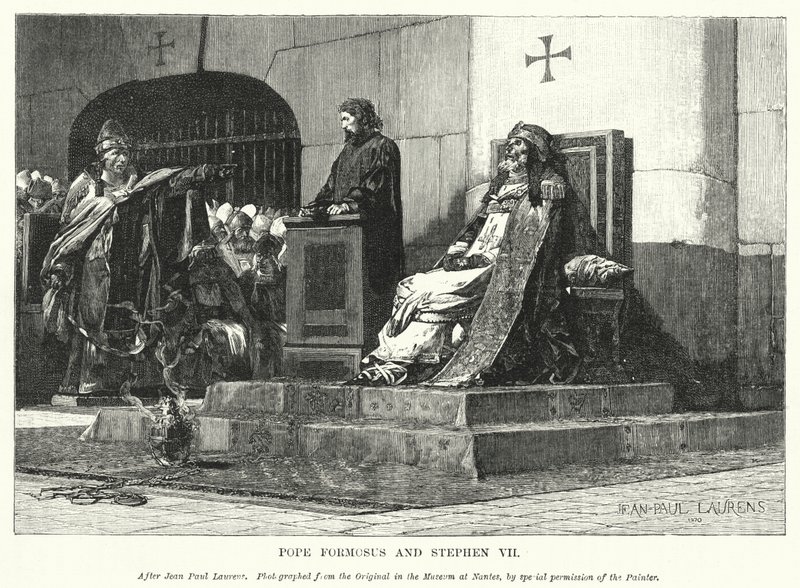 Pave Formosus og Stephen VII (gravering) af Jean Paul (after) Laurens