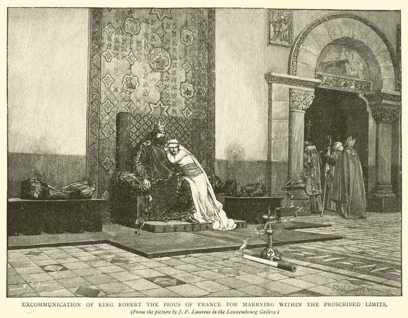 Bortvisning af kong Robert den Fromme af Frankrig for at gifte sig inden for de forbudte grænser af Jean Paul Laurens