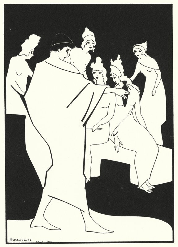 The Love Books of Ovid: Kom, lær af mig, hvordan du giver din hud en blændende hvidhed (farvelitografi) af Jean de Bosschere