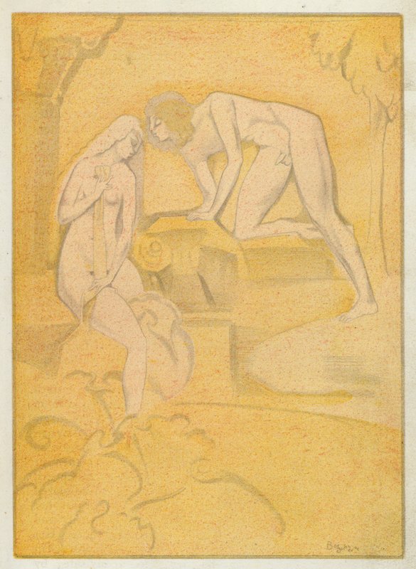 Ovids kærlighedsbøger: Sådanne kys som Phoebus giver Diana (farvelitografi) af Jean de Bosschere