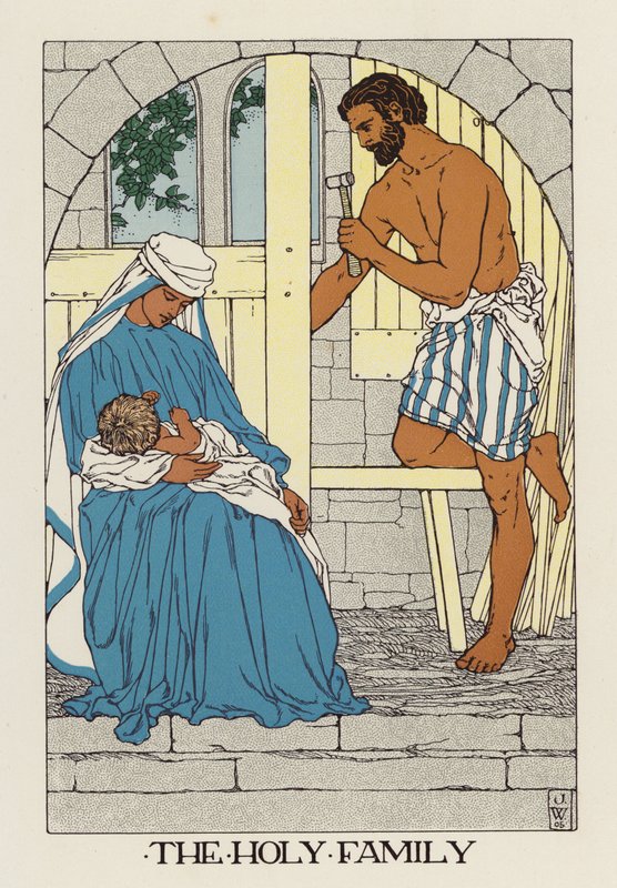 Den hellige familie (farvelitografi) af Jenny Wylie