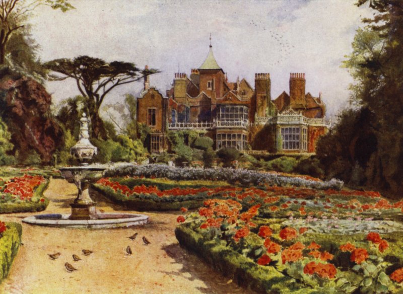 Holland House, The Dutch or West Garden (farve litho) af Jessie MacGregor