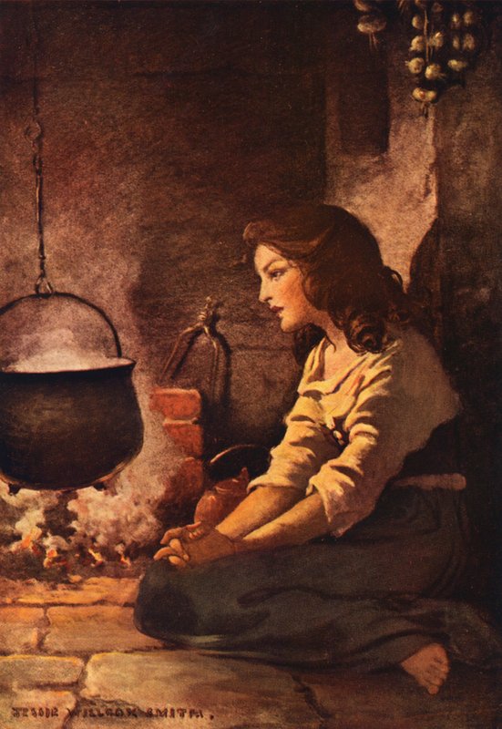 Askepot (farvelitografi) af Jessie Willcox Smith