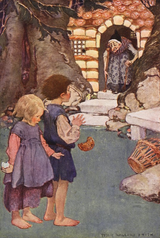 Hans og Grettel (farvelitografi) af Jessie Willcox Smith