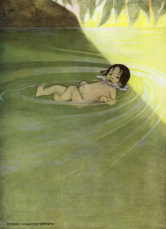 Illustration til The Water Babies af Charles Kingsley (farve litho) af Jessie Willcox Smith