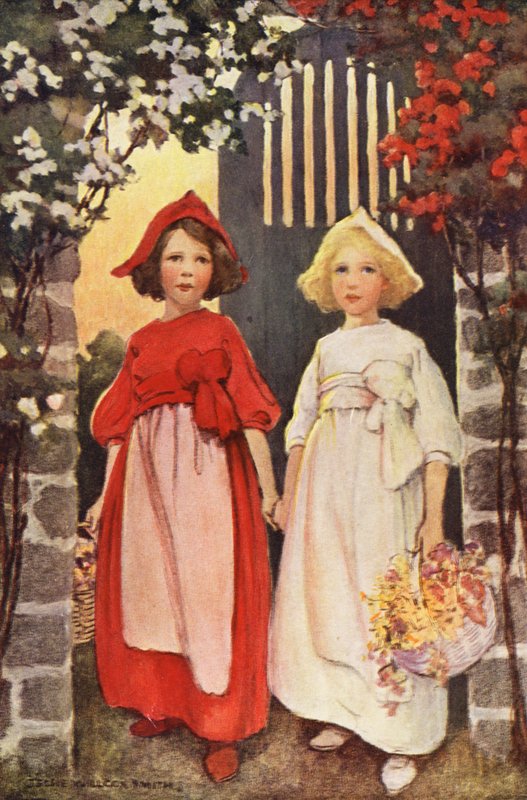 Snehvide og rosenrød (farvelitografi) af Jessie Willcox Smith
