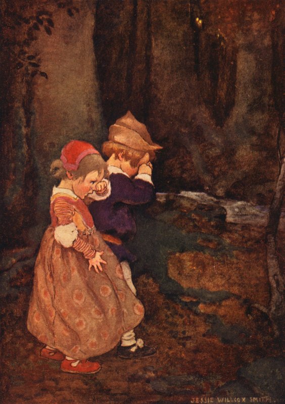 Babyer i skoven (farvelitografi) af Jessie Willcox Smith
