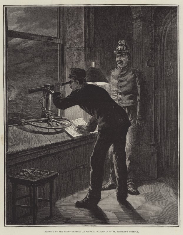 Afbrænding af Stadt Theatre i Wien, Watchman in St Stephen