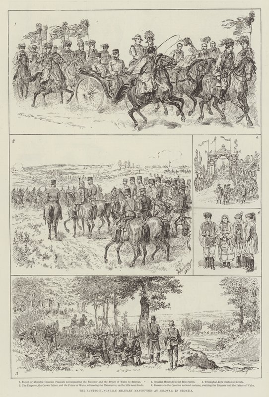 De østrig-ungarske militærmanøvrer ved Belovar i Kroatien af Johann Nepomuk Schonberg
