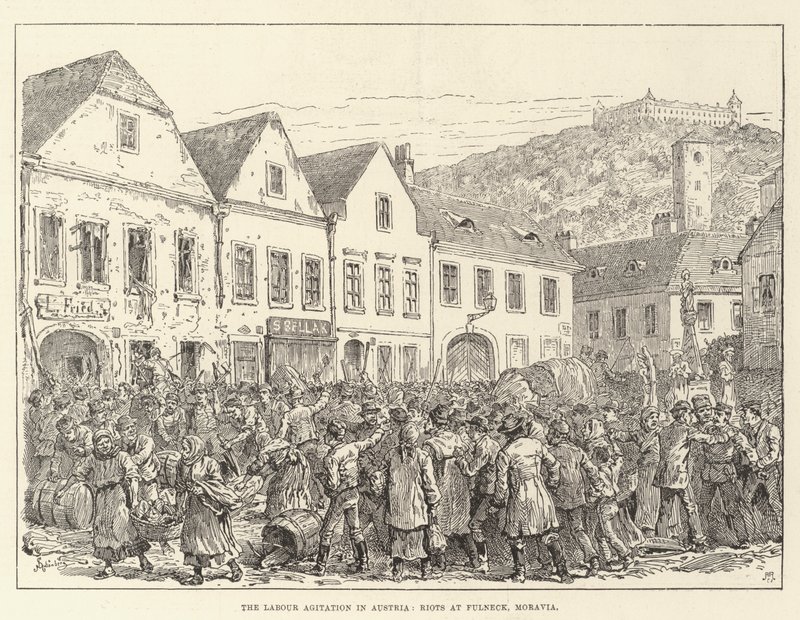 Labour Agitation i Østrig, Optøjer ved Fulneck, Moravia af Johann Nepomuk Schonberg
