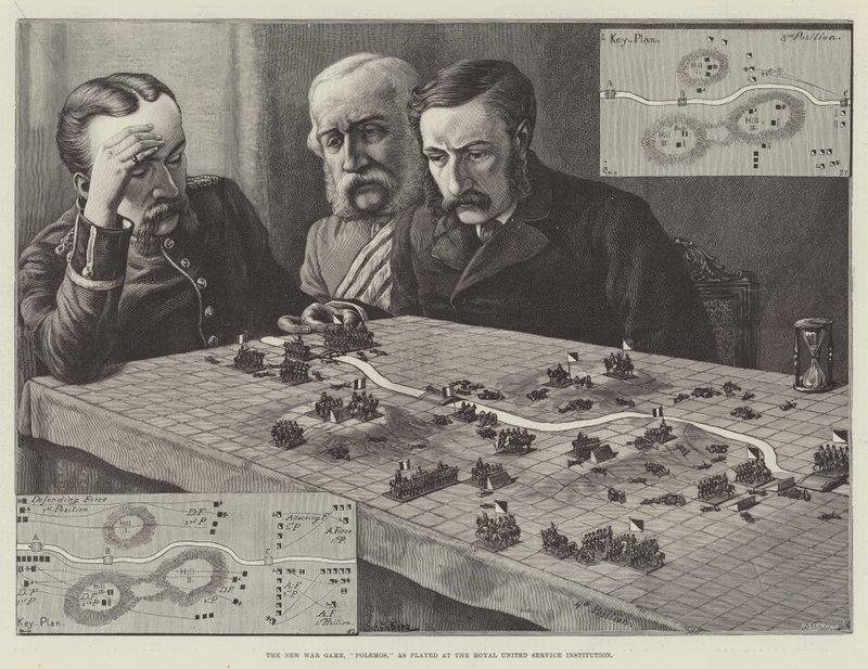 The New War Game, Polemos, som spillet på Royal United Service Institution af Johann Nepomuk Schonberg