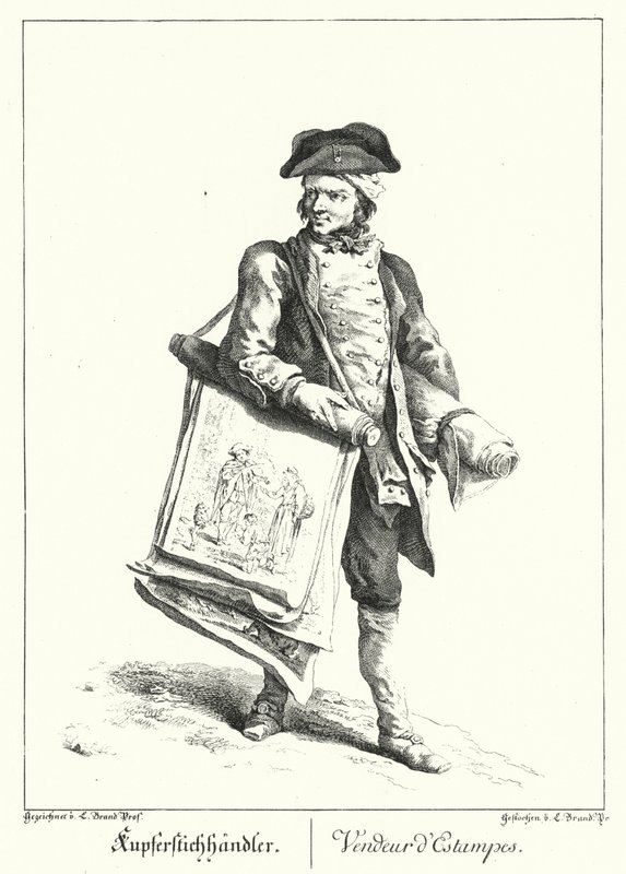 Tryksælger (gravering) af Johann Christian (after) Brand