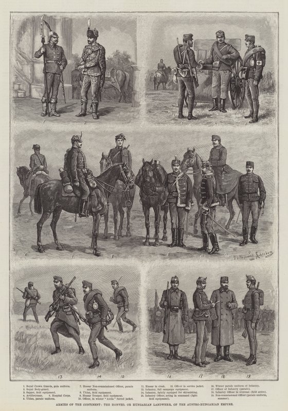 Hære på kontinentet, Honved eller Ungarn Landwehr, af det østrig-ungarske imperium af Johann Nepomuk Schonberg