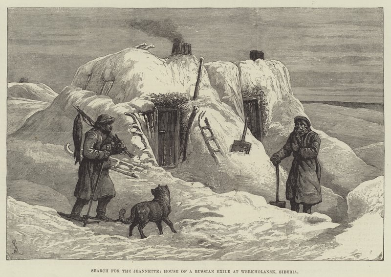 Søg efter Jeannette, House of a Russian Exil i Werkholansk, Sibirien af Johann Nepomuk Schonberg