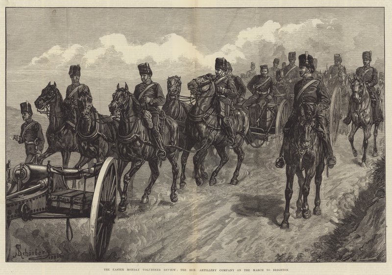 The Easter Monday Volunteer Review, the Honorable Artillery Company på marts til Brighton af Johann Nepomuk Schonberg