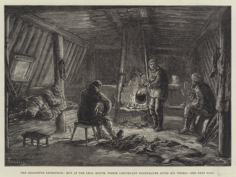 Jeannette-ekspeditionen, hytte ved Lena-mundingen, hvor løjtnant Danenhauer boede seks uger af Johann Nepomuk Schonberg
