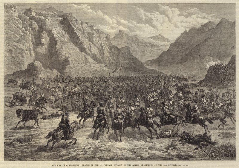 Krigen i Afghanistan, anklage over det 2. Punjaub-kavaleri i aktionen ved Shahjui, den 24. oktober af Johann Nepomuk Schonberg