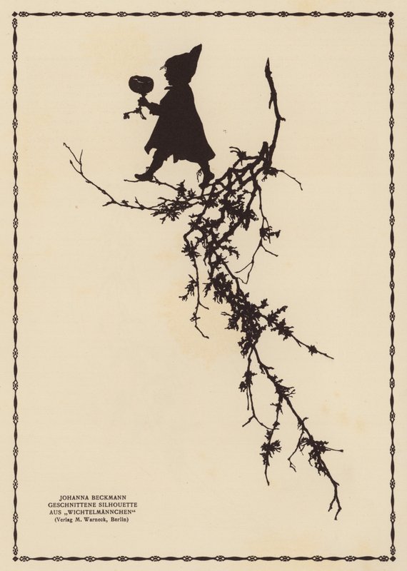Silhuet af en nisse (litografi) af Johanna Beckmann