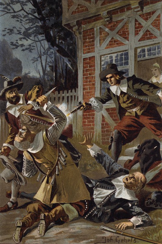 Illustration til Den flyvende hollænder eller Der Fliegende Hollander (farve litho) af Johannes (after) Gehrts