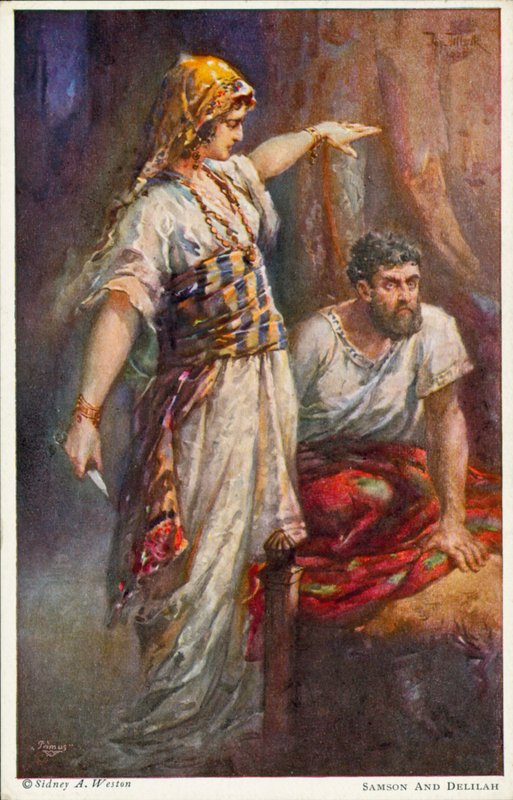 Samson og Dalila (farvelitografi) af Johannes Adolf Tillack