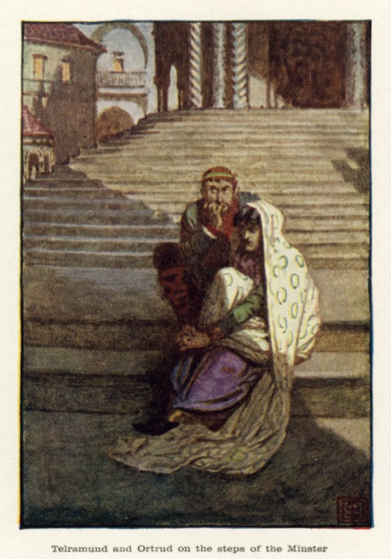 Telramund og Ortrud på trappen til ministeren af John Byam Liston Shaw