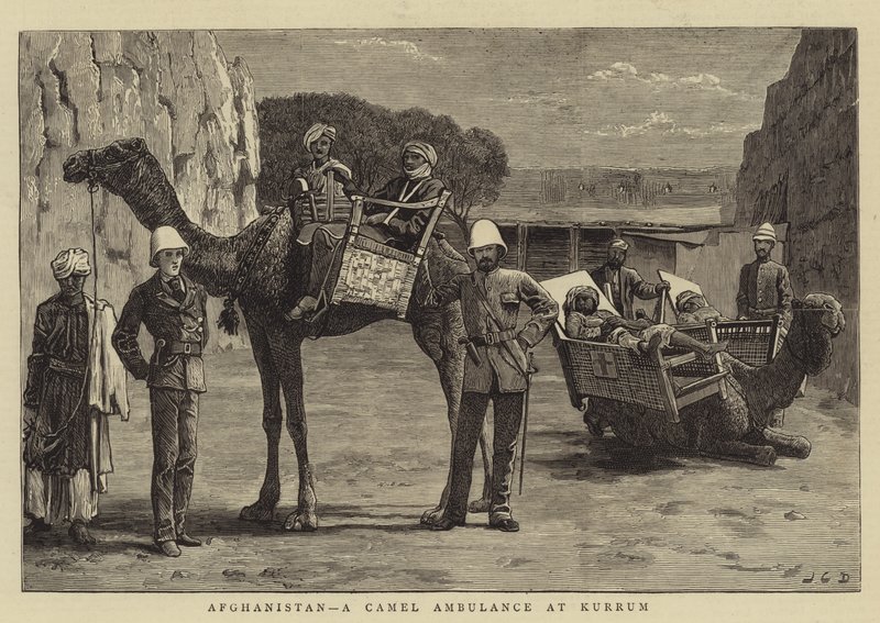 Afghanistan, en kamelambulance ved Kurrum af John Charles Dollman