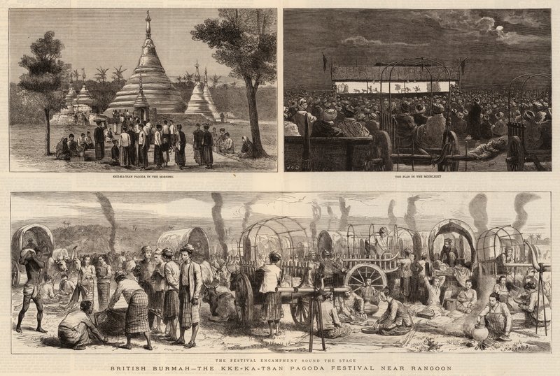 British Burmah, Kke-Ka-Tsan Pagoda Festival nær Rangoon af John Charles Dollman