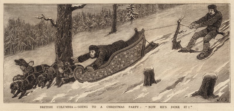 British Columbia, skal til en julefest, nu har han gjort det! af John Charles Dollman