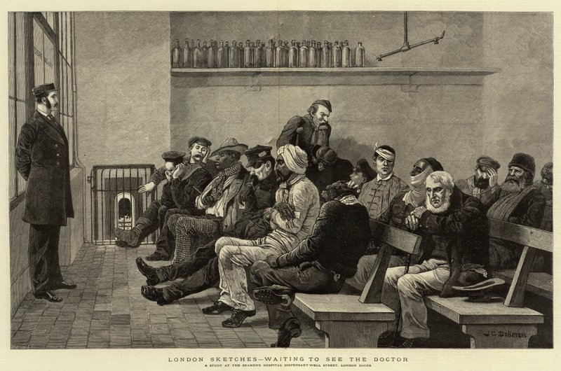 London Sketches, venter på at se doktoren af John Charles Dollman