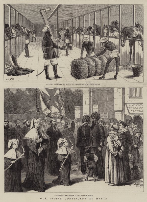 Vores indiske kontingent på Malta af John Charles Dollman
