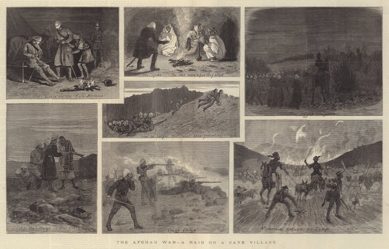Den afghanske krig, et angreb på en hulelandsby af John Charles Dollman