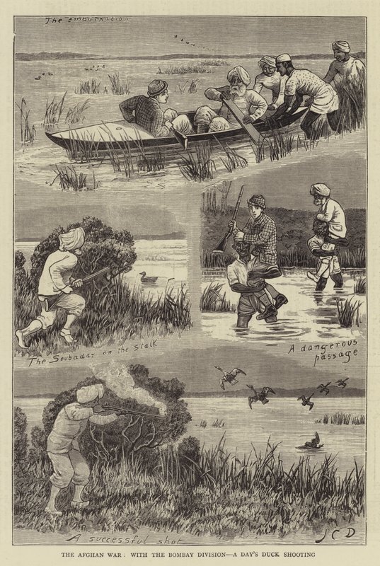 Den afghanske krig, med Bombay-divisionen, en dags andeskydning af John Charles Dollman