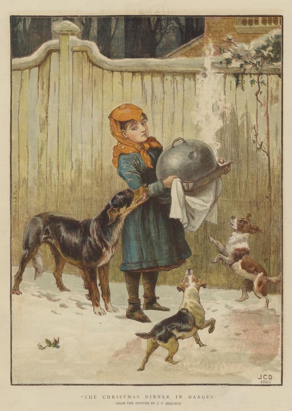 Julemiddagen i fare (chromolitho) af John Charles Dollman