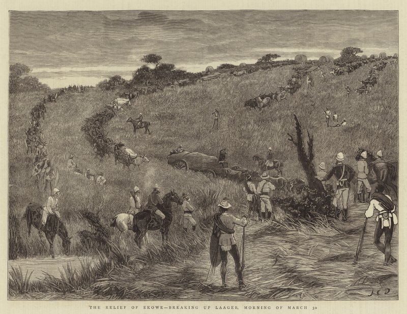 Relieffet af Ekowe, bryder Laager op, 30. marts formiddag af John Charles Dollman