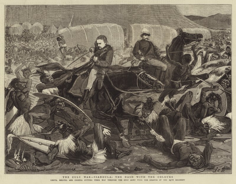 Zulu-krigen, Isandula, stregen med farverne af John Charles Dollman