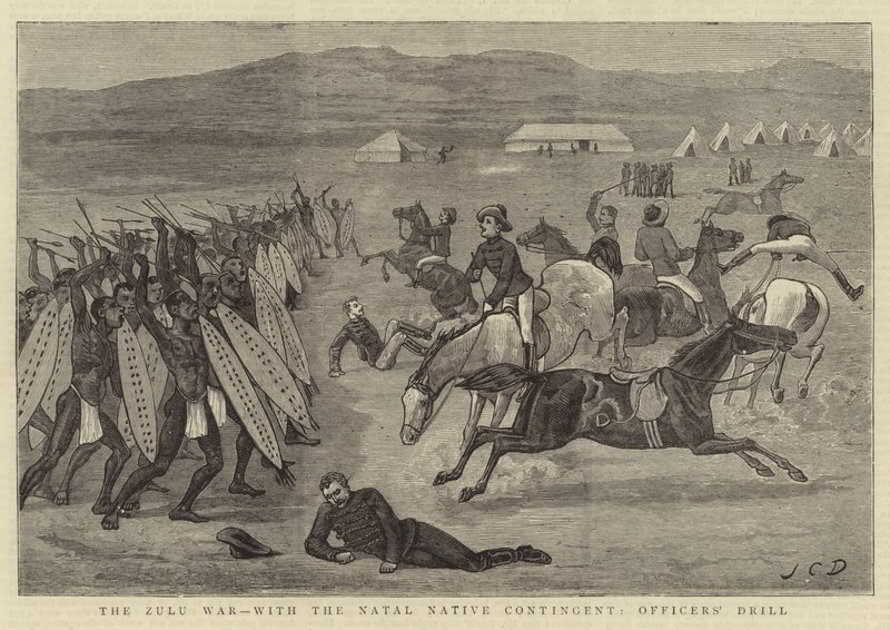 Zulu-krigen, med det Natal-indfødte kontingent, officersøvelse af John Charles Dollman