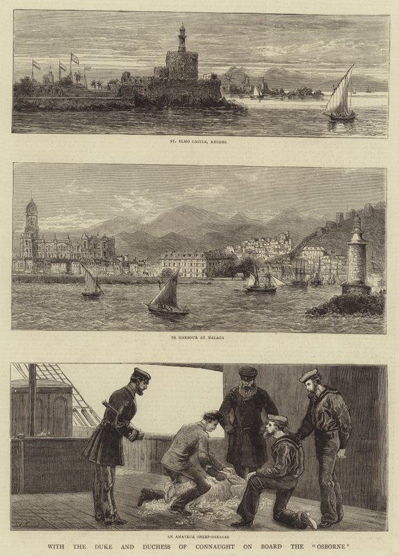 Med hertugen og hertuginden af Connaught om bord på Osborne af John Charles Dollman