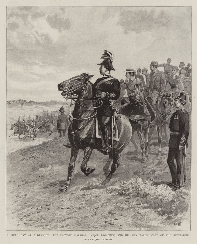 En feltdag ved Aldershot, prostmarskalen (major Broackes) og hans mænd tager sig af tilskuerne af John Charlton