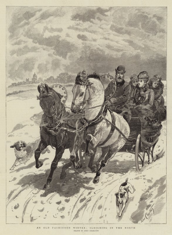 En gammeldags vinter, slædekørsel i Norden af John Charlton