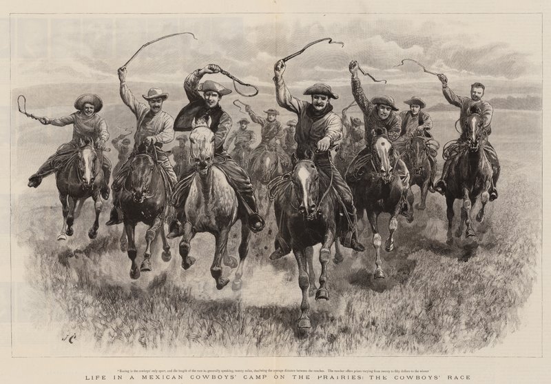Livet i en mexicansk cowboylejr på prærierne, cowboyløbet af John Charlton
