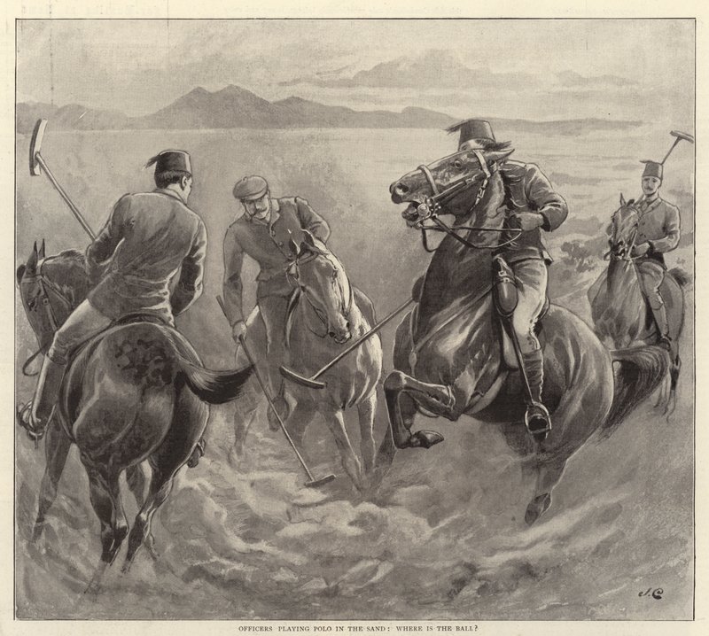 Officerer spiller polo i sandet, hvor er bolden af John Charlton