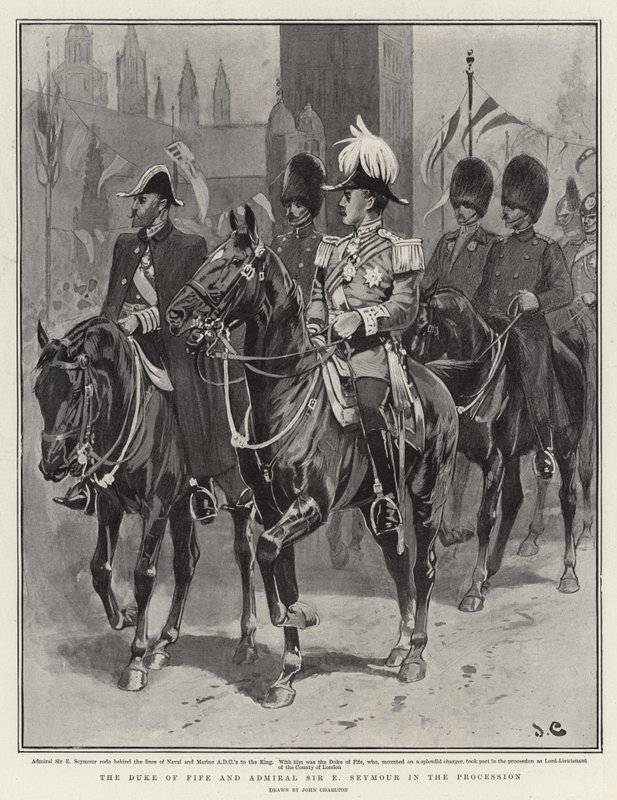 Hertugen af Fife og admiral Sir E Seymour i processionen af John Charlton