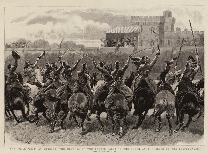 Det vilde vesten i Windsor, medlemmerne af truppen hilser dronningen ved afslutningen af forestillingen af John Charlton