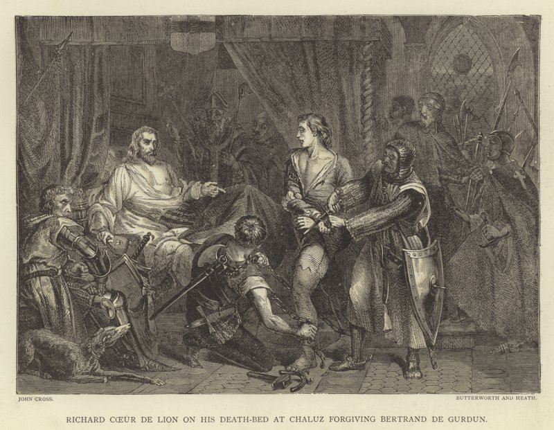 Richard Coeur de Lion på sit dødsleje ved Chaluz tilgiver Bertrand de Gurdun af John Cross