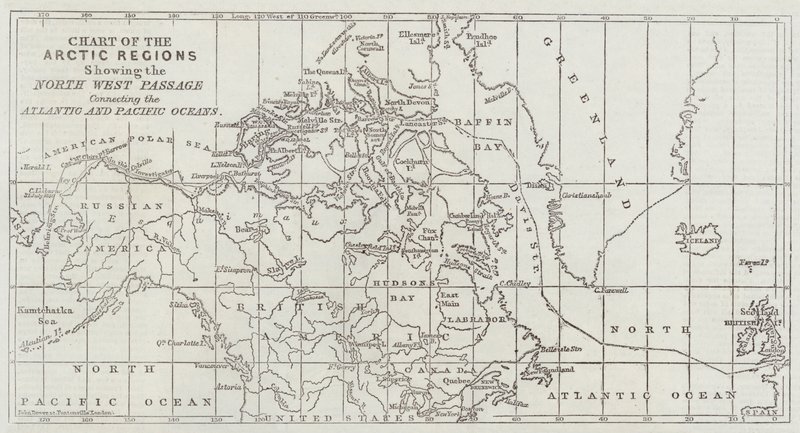 Kort over de arktiske områder med Nordvestpassagen, der forbinder Atlanterhavet og Stillehavet af John Dower