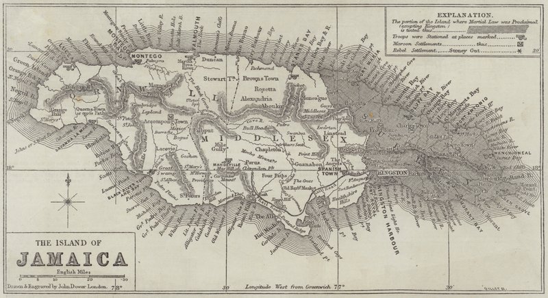 Kort over øen Jamaica af John Dower