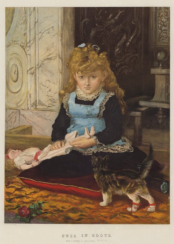 Pus in Boots (chromolitho) af John Everett Millais